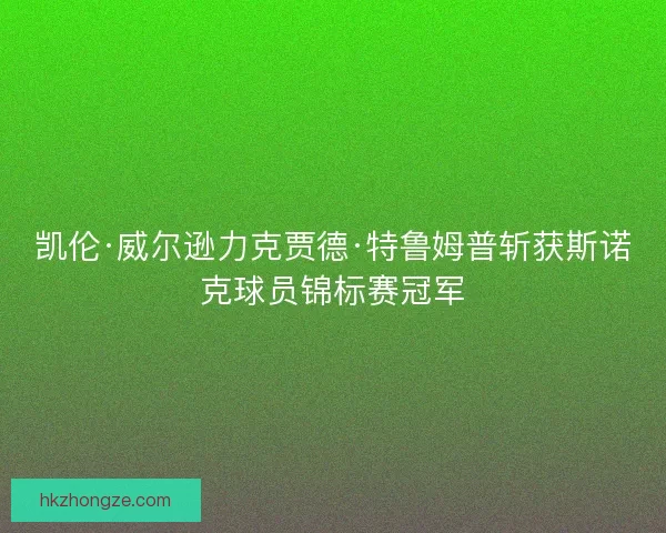 凯伦·威尔逊力克贾德·特鲁姆普斩获斯诺克球员锦标赛冠军